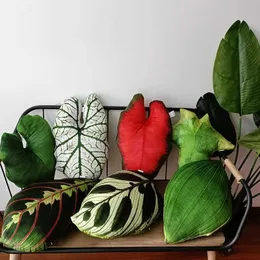 Kissen/dekorativer waschbarer Überwurf für Schlafzimmer, simulierte tropische Pflanzenblätter, abnehmbares Sofakissen, Philodendron Salian Machine