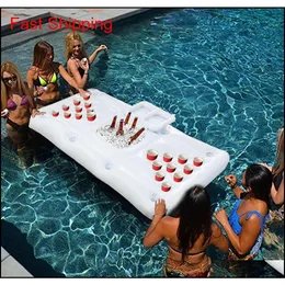 Andra pooler Spashg Pool Party Games Raft Lounger Uppblåsbar flytande pool Vuxna Rafts Simning Beer Pong Table Doe Qylrtn Sports22015