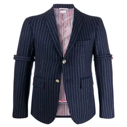Mens Suits Blazers Fashion Luxury Brand TB Blazer Men British Casual Suit Slim Fit Jacket Autumn Winter Striped Cashmere Wool Coat Male 231206