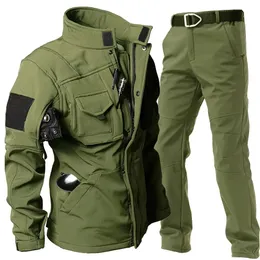 Mens Tracksuits Winter Jacket och Fleece Pants Set Män Taktisk vindtät vattentät kostymer Vintage Militär utomhus Termisk Swat Combat Uniform 231206