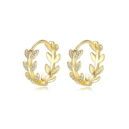Micro Set Zircon Olive Branch Plated 18k Gold Stud Earrings Jewelry Fashion Women S925 Silver High End Ear Buckle Earrings Women Wedding Party Valentine's Day Gift SPC