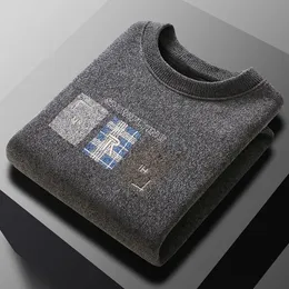 남자의 스웨터 고급 브랜드 절묘한 자수 니트 스웨터 남자 S 가을 겨울 2023 패션 봉제 두꺼운 캐주얼 따뜻한 따뜻함 풀버 231206