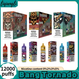 Riginal bang Tornado 12000 Puffs Set Grande Vaporizador Descartável Vape e-cigarro net bobina LED lâmpada bateria recarregável 0% 2% 3% 5%.