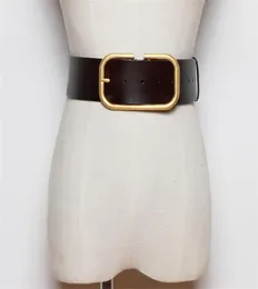 Moda couro genuíno cintos largos para mulheres cor de ouro fivela espartilho cinto feminino designer luxo marca cintura vintage j12092777129