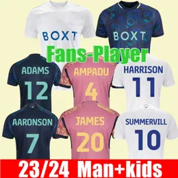 Home Away 23 24 Leeds Unitions Bamford Llorente Soccer Jerseys 2023 2024 세 번째 Adams Aaronson Harrison James Harrison Summerville 남자 홈 어웨이 풋볼 셔츠