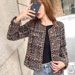 Women's Suits Blazers Veste en tweed imbibe pour femme col rond manches longues boutons rue haute vintage elegant Harajuku Traf createur dames hiver 231205