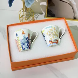 Designer muggar tecknad keramisk mugg ben porslin kaffe barn vatten mugg frukost mjölk par koppar med lådor