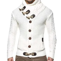 Jumper de natal masculino inverno fino ajuste gola alta único breasted cardigan tamanho grande camisola de malha de manga comprida 256