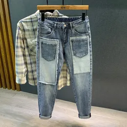 Herren Jeans Y2K Herren Jeans Mehrere Taschen Stick Patch Fashion Retro Street Persönlichkeit Designer Chic Denimhose Männliche Jeans 231206