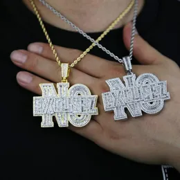 Подвеска Iced Out Letter No Извините, подходит для кубинской цепочки, ожерелье для женщин и мужчин, ювелирные изделия в стиле панк в стиле хип-хоп, Прямая поставка260P