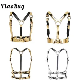 TiaoBug Unisex Mode Punk Festival Kunstleder Körper Sexy Bondage Gürtel Gold Harness Frauen Männer Taille Gürtel Club Party Strap Tops8821368