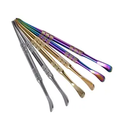 Gold Rainbow Silver Dab Tool for Dry Herb Dabber Stainless Steel Tool for Picking Wax Oil Digging Cream Tobacco Pipe enail Kit Accessories