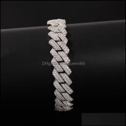 Zincir hip hop ekle kübik zirkonia bling buzlu altın sier açık kilit dikişsiz Küba Miami Bağlantı Bilezik Erkekler için Rapçi Jewlery 364 225u