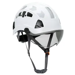 Klättringshjälmar Reflekterande säkerhetshjälm med skyddsglasögon ABS Byggnadsarbete Skydd Hard Hat för att klättra utomhus Arbeta räddningshjälm 231205