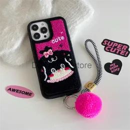 Cell Phone Cases Cute Cartoon Towel Embroidery Phone Case for iPhone 15 14 13 12 Pro Max 11 15pro Kawaii Fluffy Plush Shockproof Protector Cover J231206