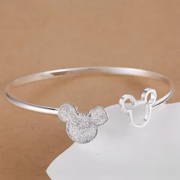 Bracciale rigido di design con topo carino animale di lusso S925 Argento retrò vintage braccialetti con glassa cava braccialetti regalo di gioielli per feste di nozze