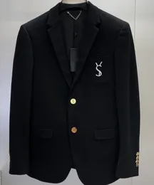 Yüksek kaliteli tasarımcı erkekler kıyafet beyaz mektup nakış siyah iş lüks erkek blazer ceket {kategori}