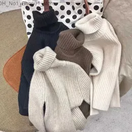 Cardigan Ragazzi e ragazze Nuovo autunno e inverno Maglione con fondo addensato Maglione per ragazze Figlia Collo alto per bambini Al rovescio Q231206