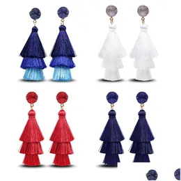 Dangle Chandelier Bohemia Mtilayer Tassel Druzy Drusy Earringsゴールドメッキジオメトリフェイク天然石樹脂女性宝石用ドロDHR9H用