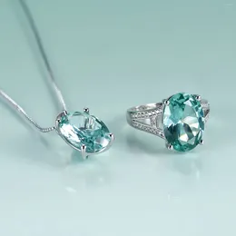 Pendenti Gemma di Bellezza 10X14 Mm Taglio Ovale Lab Spinello Verde Collana Gioielli 2023 Stile Argento Sterling 925 Per Le Donne Regalo Romantico