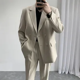 Men's Suits Blazers 2023 Autumn Men's Luxury Casual Suit Jacket Streetwear Elegant Korean Uniform Solid Color Button Loose Stylish Formal Clothing 231206