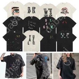 Erkek Tişörtler Tasarımcı Galerileri Tee Depts T-Shirts Sıradan Adam Kadın Tees El boyaması mürekkep Sıçrama Graffiti Mektupları Gevşek Kısa Sızlı Yuvarlak Yuvarlak Giysiler Asya Boyutu S-