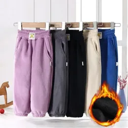 Calças Kid Meninas Soltas Sweatpant Fleece Calças Quentes Irmão Irmã Straight Jogger Pant para Crianças Calças Esportivas Casuais Roupas de Menino 231206