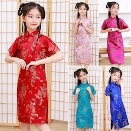 Платья для девочек, летнее платье, стиль, китайские девушки Ципао, традиционная китайская детская одежда Тан, одежда для малышей 2312306