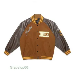 Herrjackor unisex mode hi street överdimensionerad hiphop varsity baseball jacka vintage lös passformmannen ytterkläder med broderi 8hcj