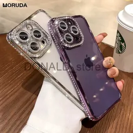 Handyhüllen Glitzer Diamant Kamera Schutz Hülle für iPhone 14 15 Pro Max 11 12 13 Pro Xs Max 15 7 8 Plus X Xr Luxus Mädchen Silikonhülle J231206