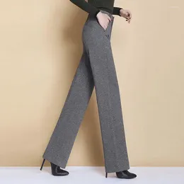 Women's Pants 2023 Spring And Autumn Winter Solid Color High Waist Drop Thickened Straight Tube Fashion Trend Woolen Wide Leg