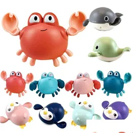 Bath Toys Baby Shower Toy Cute Cartoon Animal Turtle Whale Crab Bathtub Swimming Pool Chain Spring Water 230615 Drop Delivery Kids Mat Dhuzd
