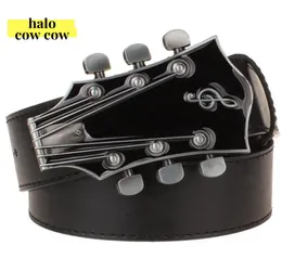 Fashion Mens Belt Metal Guitar Music Buckle Belt Retro Guitar Musical Instrument Hip Hop midje rem midjeband Roman Bälten8508602