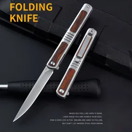 Nytt D2-blad Rosewood Handle Ball Bearing Fast Opening Folding Pocket Knife Outdoor CEO Camping EDC Self Defense Hunting Multi-Tool