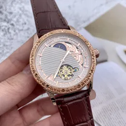 2023 년 남성의 Pate Wrist Watches 3 개의 바늘 자동 기계 Wardstch 고품질 고품질 고급 브랜드 가죽 스트랩 단계 Moon Fashion Gift Swiss Geneva