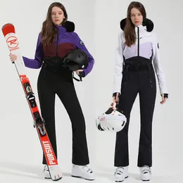 Diğer Spor Malzemeleri Kıyafet Kış Kayak Takım Kadınlar İnce Kemer Sıcak Açık Snowboard Ceket Rüzgar Geçirmez Su Geçirmez Tulumlar Kayak Seti 231205