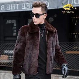 Мужская шуба из искусственного меха, осень-зима 2023, норковая шуба с лацканами, толстые теплые куртки, модные мужские экологичные пальто, L49 231205