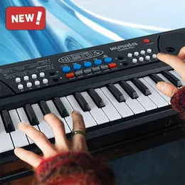 Tangentbord Piano 37Keys Electric Piano -tangentbord med mikrofon Digital Music Teaching Learning Toys for Kids Musical Instrument Gifts för B 231206