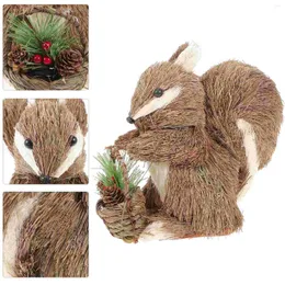 Trädgårdsdekorationer Fall Decor Lawn Ornaments Nativity Squirry Figurine Christmas Animal Pine Cone Needle Desktop Figur Staty Plush