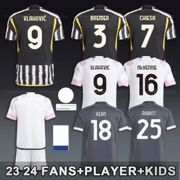 Maglia Dusan Vlahovic Chiesa Soccer Jerseys Weston McKennie 23 24 Rabiot de Sciglio Kids onform Sets Bremer Chiellini Bonucci Pogba Kean Danilo Locatelli