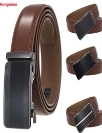 Bälten Hongmioo Brand Simple Casual Men39S Leather Belt Designer Luxury Cowhide Ratchet High Quality Alloy Automatic Buckle4230990