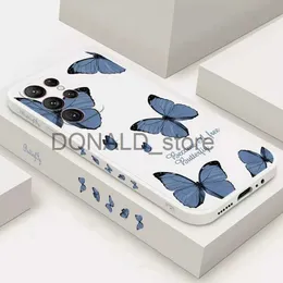 Cell Phone Cases Evening Bags Retro Butterfly Flowers Square Silicone Case For Samsung Galaxy A14 A34 A54 A13 A33 A53 A32 A52 S23 Ultra S22 Plus S21 FE Cover J231216