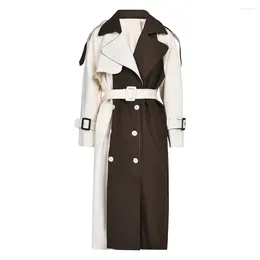 Women's Trench Coats VANOVICH Korean Style Temperament Casual Long Coat Winter Stitching Contrast Color Double-breasted Loose