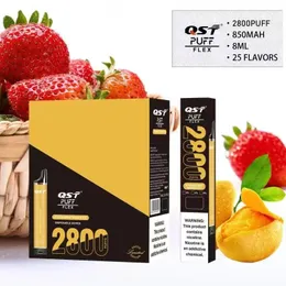 Oryginalny QST Puff Flex 2800 Puffs Ujeżdżalne E Zestaw rozrusznika urządzenia Vape Vape 850mah 8 ml wstępnie wypełnione pen