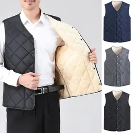 Men's Vests Men Autumn Winter Down Padding Vest With Pocket Button Clre Coldproof Sleeveless Jacket 231206