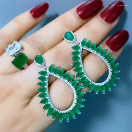 Brincos pendurados verde grande gota de água brinco para mulher branco zircônia cúbica pedra rosa boho grande círculo cz senhoras festa jóias