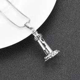 LkJ10012 The Lighthouse Cremation ashes turned into jewelry Stainless Steel Men Keepsake Memorial Urn Pendant For Dad225q