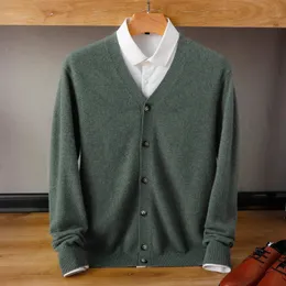 Men's Sweaters 100 Wool Cardigan Casual Knit Jacket VNeck Loose Large Size Top Wild Warm Shirt Spring Autumn Youth Cashmere Sweater 231205