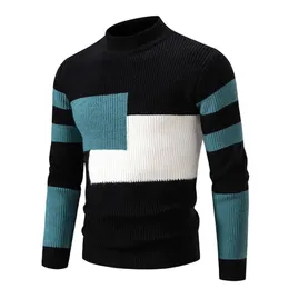 Męskie swetry ciągną pułkownik pour hommes Pull Patchwork Mince Tricots d'Hiver Decontractes Mode Vitalite Jeune Automne 231205