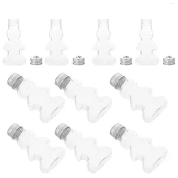 مزهريات 10 PCS Mini Christmas Bottle Plastic Water Bottings the Pet Gingerbread Man Man